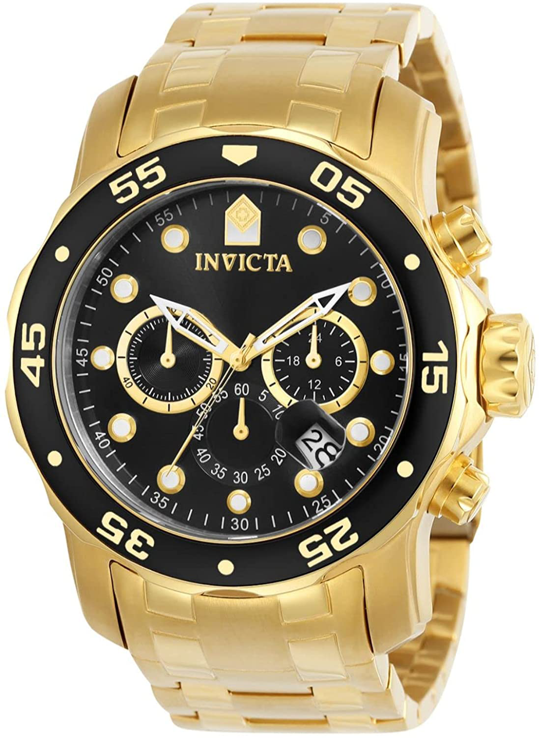 Invicta Men'S 0072 Pro Diver Collection Chronograph 18K Gold-Plated Watch
