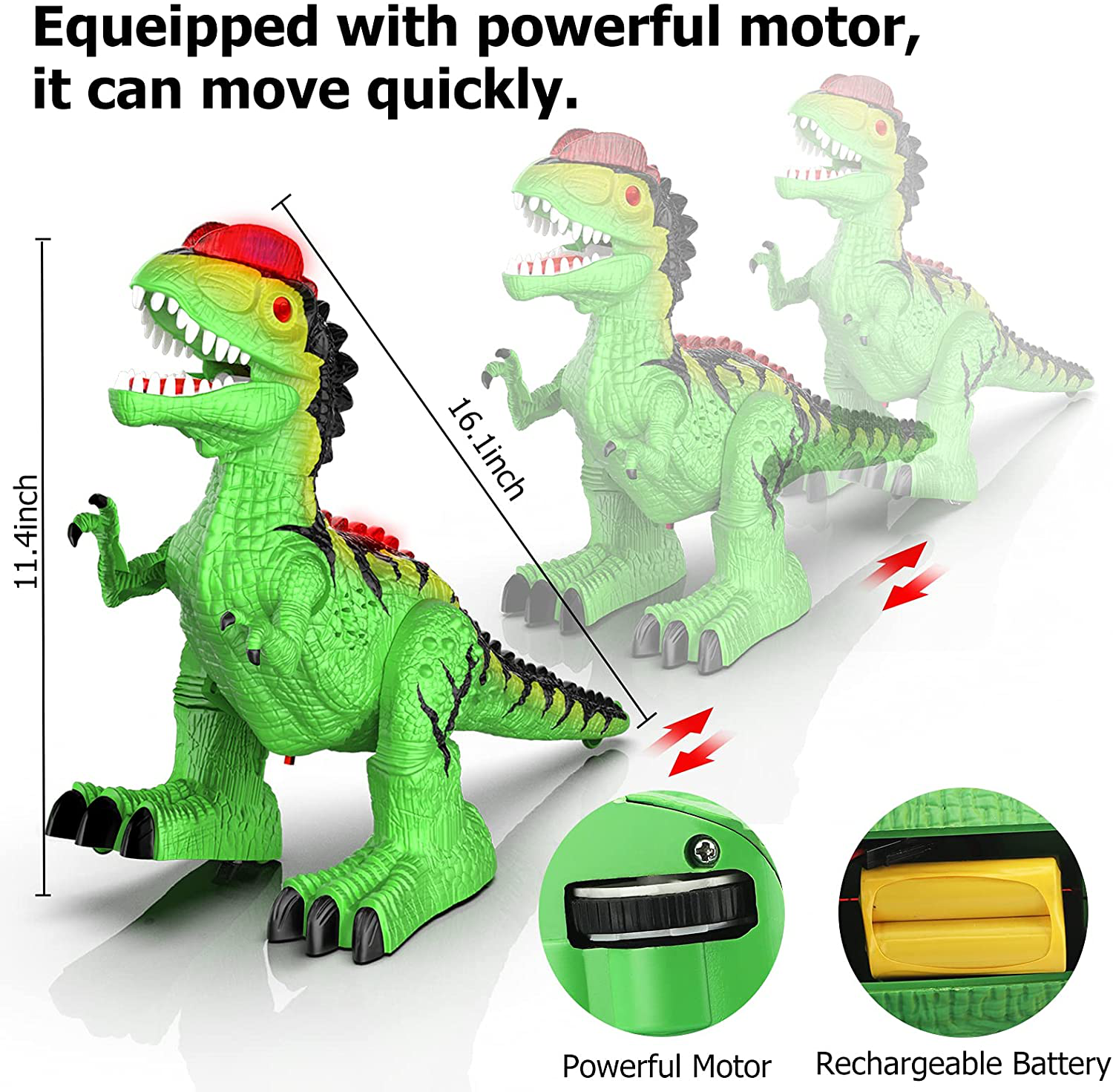 Blasland Remote Control Dinosaur Dragon Toys for Kids Boys Girls, Electronic RC Toys Walking Robot Dinosaur Toy with Lights & Sounds 360° Rotation Stunt, Dilophosaurus Toys Xmas Gifts for Boys Girls