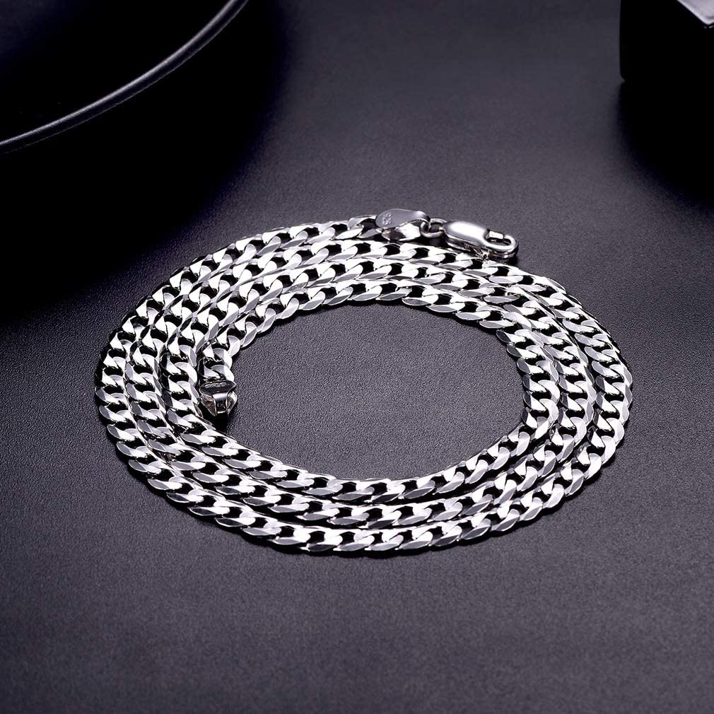 PROSTEEL 925 Sterling Silver Cuban Link Chain/Figaro Chain/Rope Chain, Solid Silver Necklace for Women Men, 14"/18"/20"/22"/24"/26"/28", Come Gift Box
