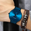 Mens Watches Ultra-Thin Minimalist Waterproof-Fashion Wrist Watch for Men Unisex Dress with Leather Band