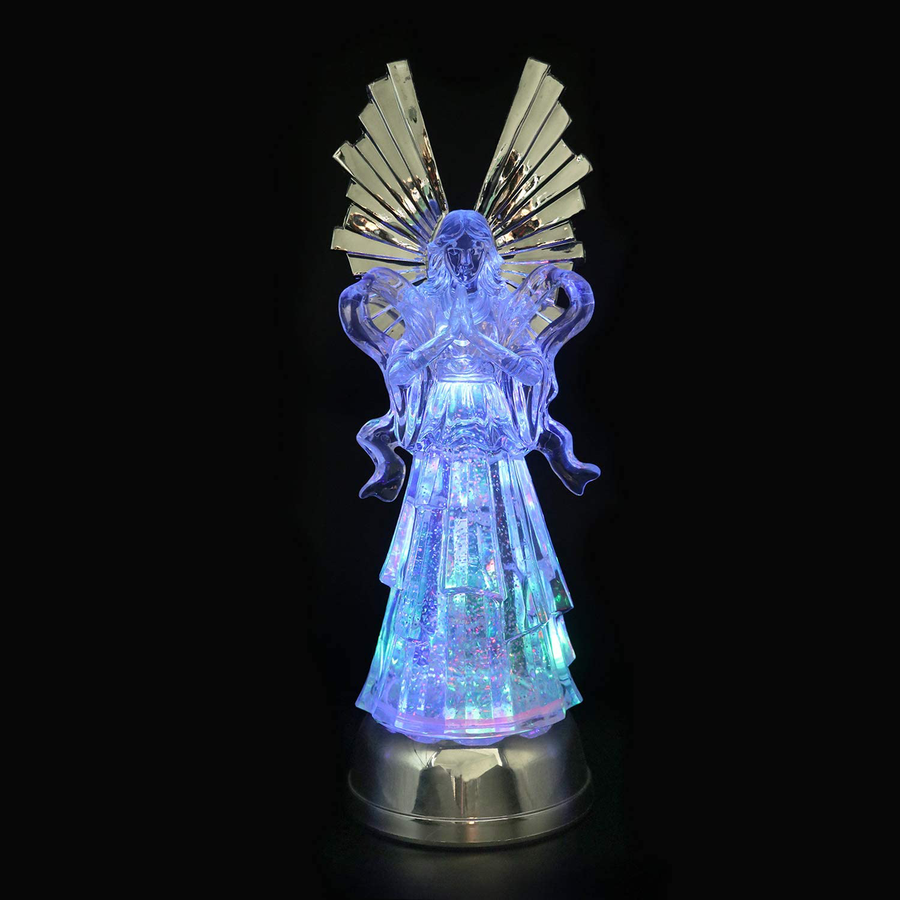 Dromance Color Changing LED Angel Lamp Light up with 6 Hour Timer, Color Changing Praying Angel Battery Operated Angel Mood Light, Glittering Angel Snow Globe for Christmas Decor