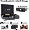 Victrola Vintage 3-Speed Bluetooth Portable Suitcase Record Player with Built-In Speakers | Upgraded Turntable Audio Sound| Includes Extra Stylus | Black, Model Number: VSC-550BT-BK
