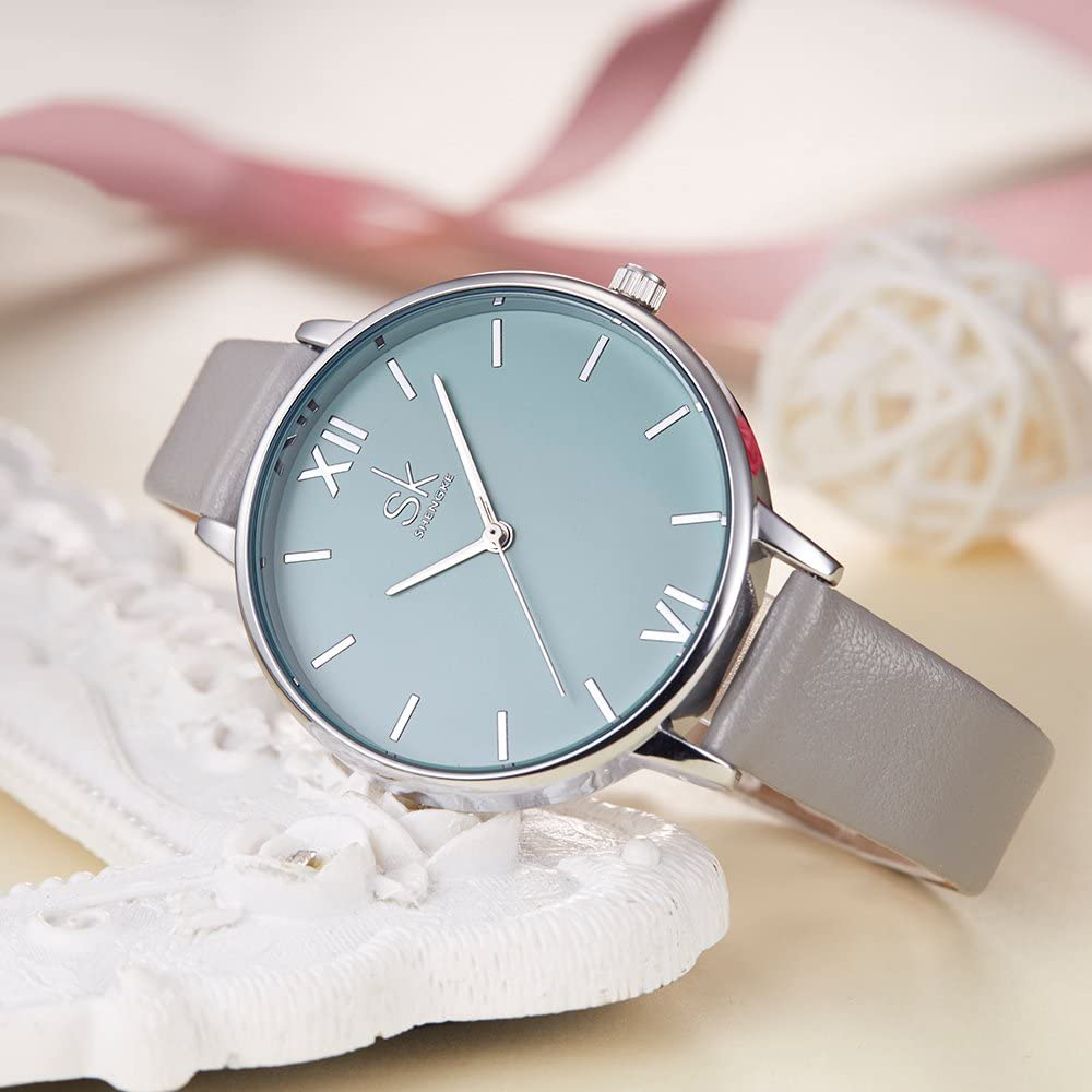 SHENGKE Women Watches Leather Band Luxury Quartz Watches Girls Ladies Wristwatch Relogio Feminino