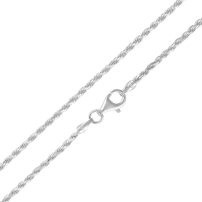 KISPER 925 Sterling Silver 1.6Mm Diamond Cut Rope Chain Necklace Made in Italy