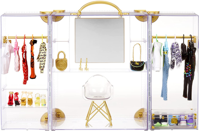 Rainbow High Deluxe Fashion Closet Playset–400+ Fashion Combinations! Portable Clear Acrylic Toy Closet Features 31+ Fashion Forward Pieces, Doll Clothing, Doll Accessories & Doll Storage | Ages 6-12