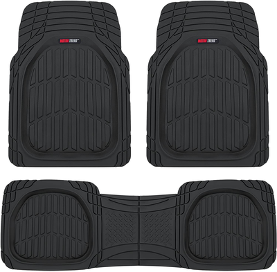 Motor Trend 923-BK Black Flextough Contour Liners-Deep Dish Heavy Duty Rubber Floor Mats for Car SUV Truck & Van-All Weather Protection, Universal Trim to Fit