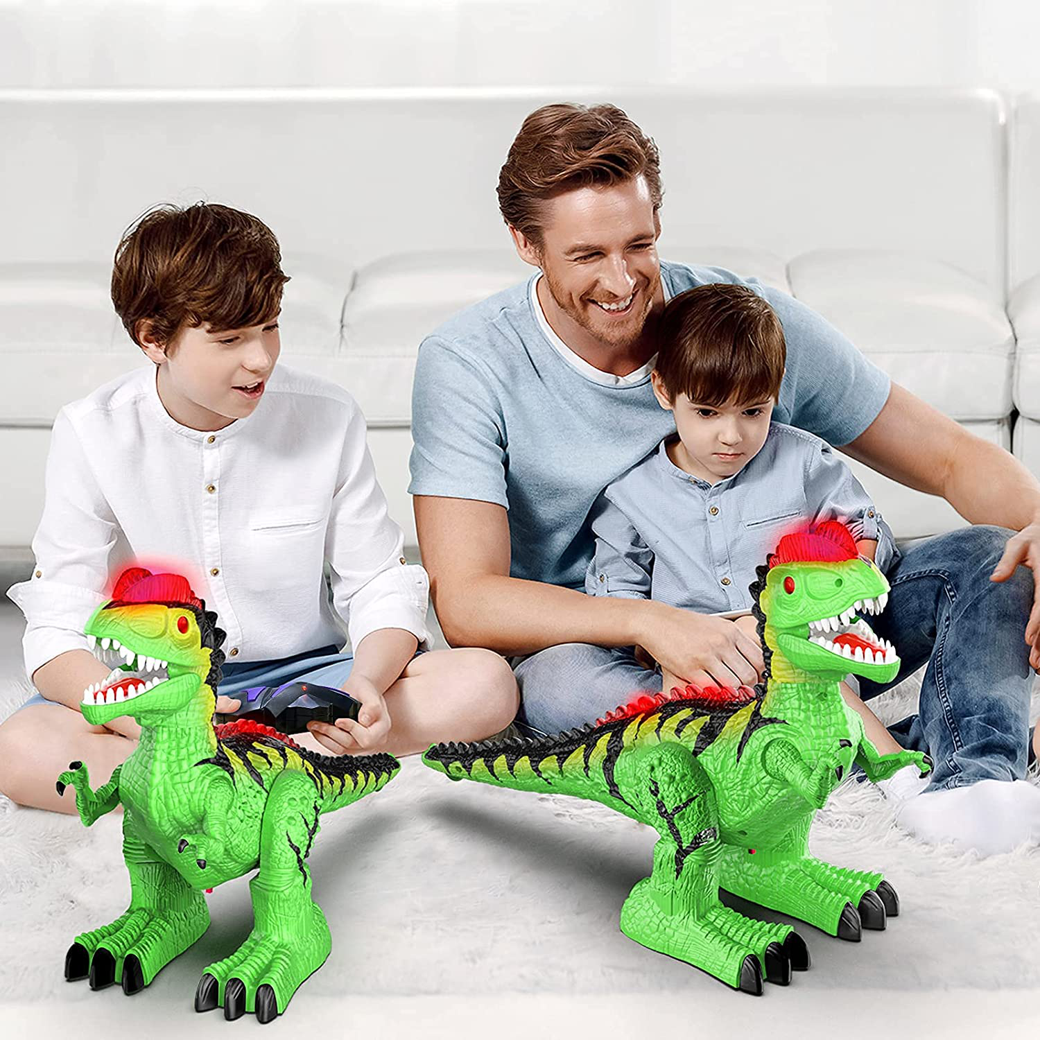 Blasland Remote Control Dinosaur Dragon Toys for Kids Boys Girls, Electronic RC Toys Walking Robot Dinosaur Toy with Lights & Sounds 360° Rotation Stunt, Dilophosaurus Toys Xmas Gifts for Boys Girls