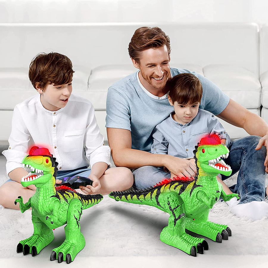 Blasland Remote Control Dinosaur Dragon Toys for Kids Boys Girls, Electronic RC Toys Walking Robot Dinosaur Toy with Lights & Sounds 360° Rotation Stunt, Dilophosaurus Toys Xmas Gifts for Boys Girls