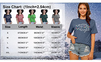 DUTUT Merry and Bright Christmas Lights T-Shirts Women Xmas Graphic Print Shirts Holiday Short Sleeve Tops Tees