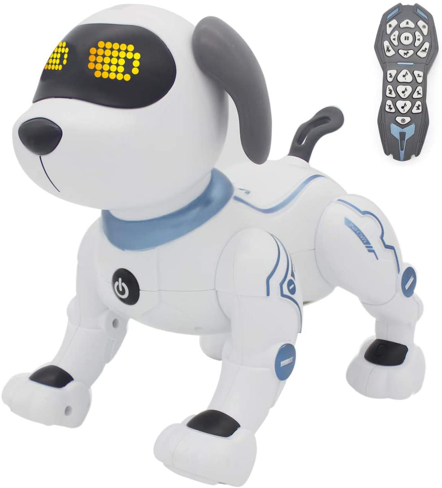 Fisca Remote Control Dog, RC Robotic Stunt Puppy Voice Control Toys Handstand Push-Up Electronic Pets Dancing Programmable Robot with Sound for Kids Boys and Girls Age 6, 7, 8, 9, 10 Year Old