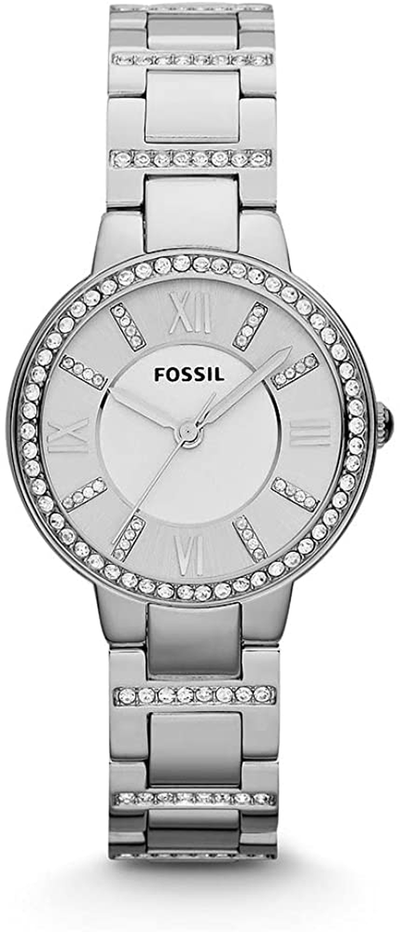 Fossil Women'S Virginia Stainless Steel Crystal-Accented Dress Quartz Watch