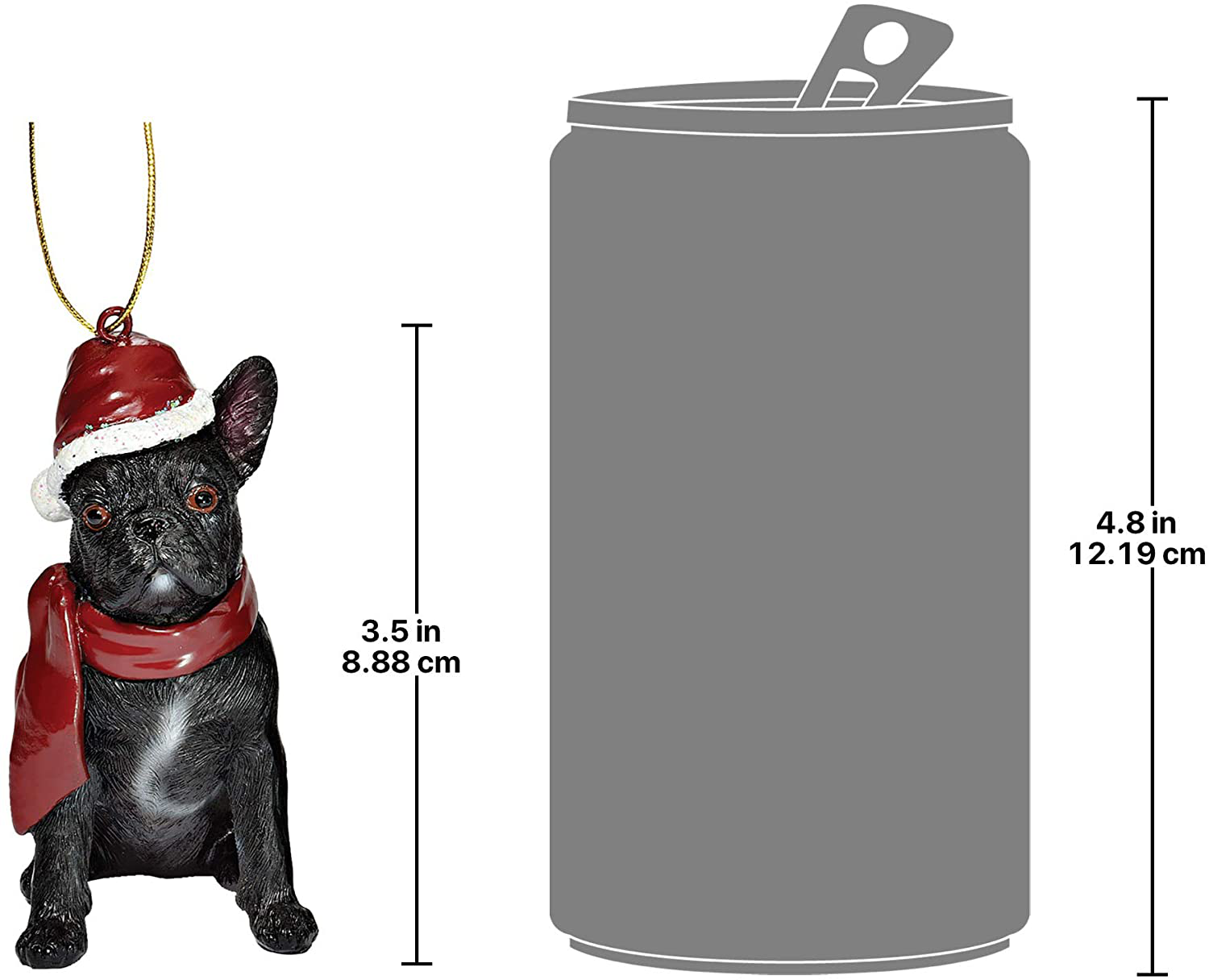 Design Toscano Christmas Xmas French Bulldog Holiday Dog Ornaments, Full Color