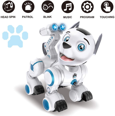 Fisca Remote Control Robotic Dog RC Interactive Intelligent Walking Dancing Programmable Robot Puppy Toy Electronic Pets with Light and Sound for Kids Boys Girls Age 6, 7, 8, 9, 10 and up Years Old