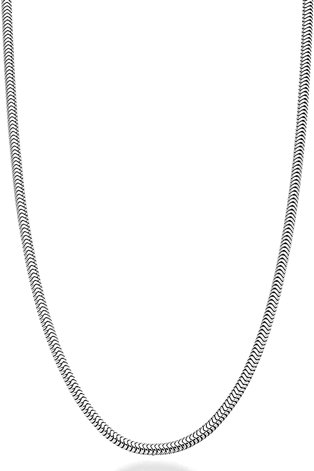 Savlano 925 Sterling Silver 2.5Mm Solid Italian round Diamond Cut Flexible Snake Chain Necklace with Gift Box for Men & Women - Made in Italy