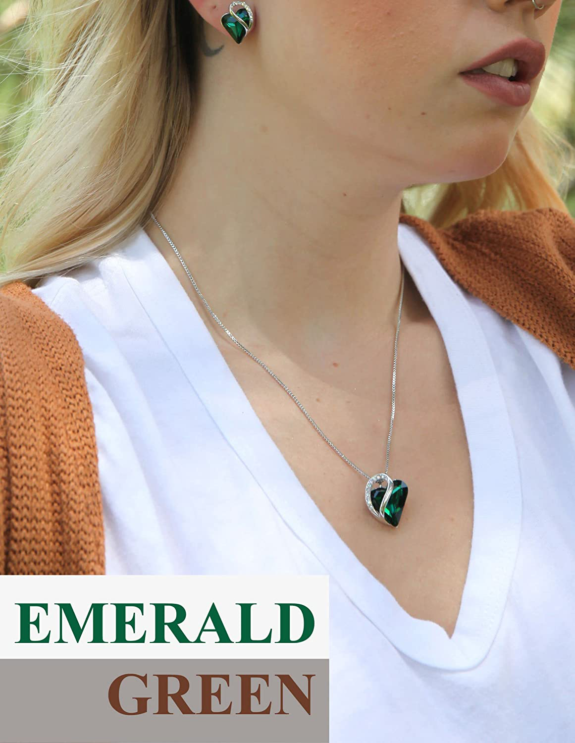 Leafael Infinity Love Heart Pendant Necklace with Birthstone Crystals for 12 Months, Jewelry Gifts for Women, Silver-Tone, 18"+2"