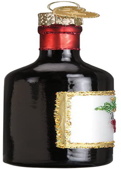 Old World Christmas Glass Blown Ornament Red Wine Bottle (32291)