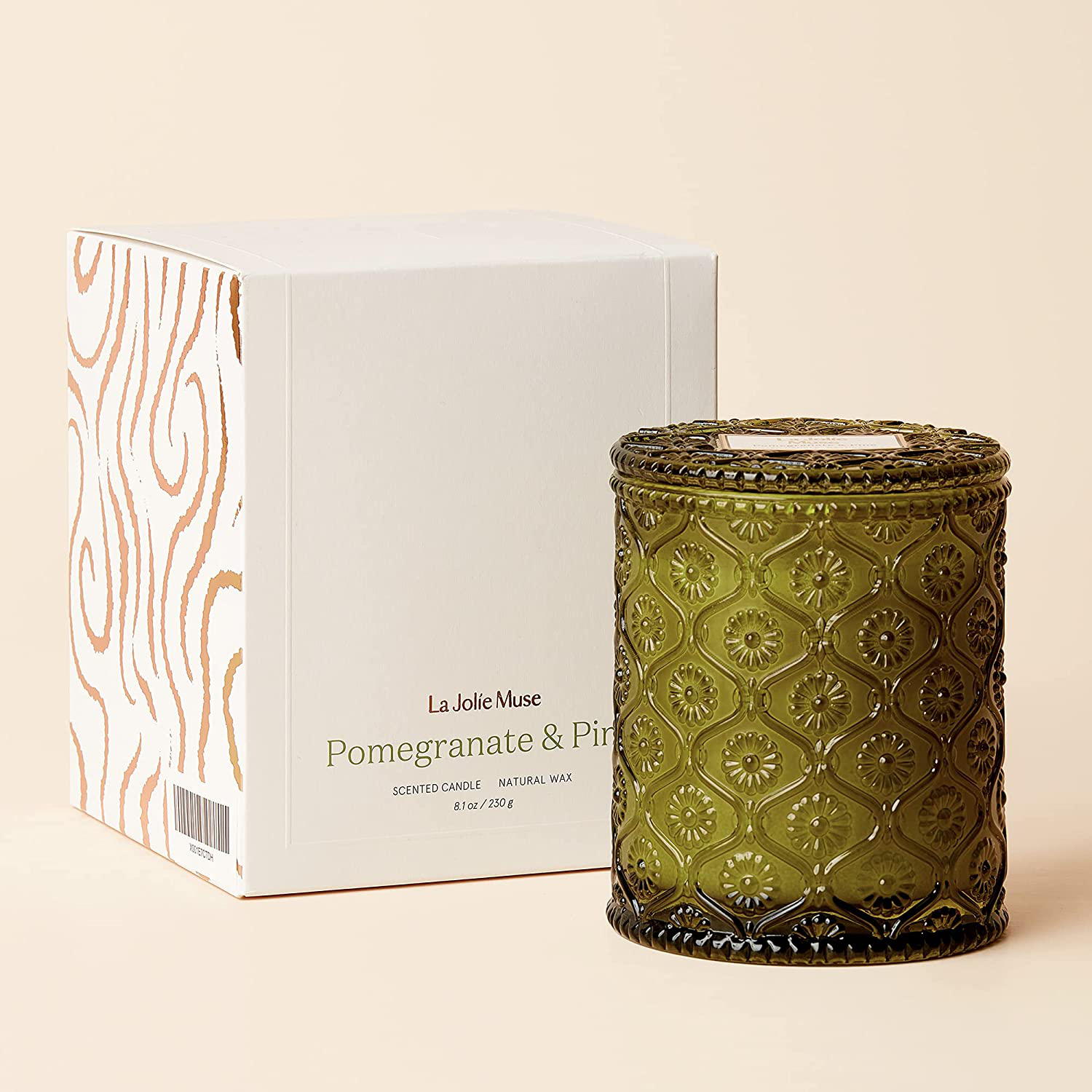 LA JOLIE MUSE Pine Scented Candle, Christmas Candle, Holiday Candle Gifts, Pomegranate Scented Candle, 55 Hours Long Burning, 8.1 OZ
