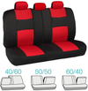 BDK Polypro Car Seat Covers Full Set in Red on Black – Front and Rear Split Bench Seat Protectors, Easy to Install, Universal Fit Interior Accessories for Auto Truck Van SUV