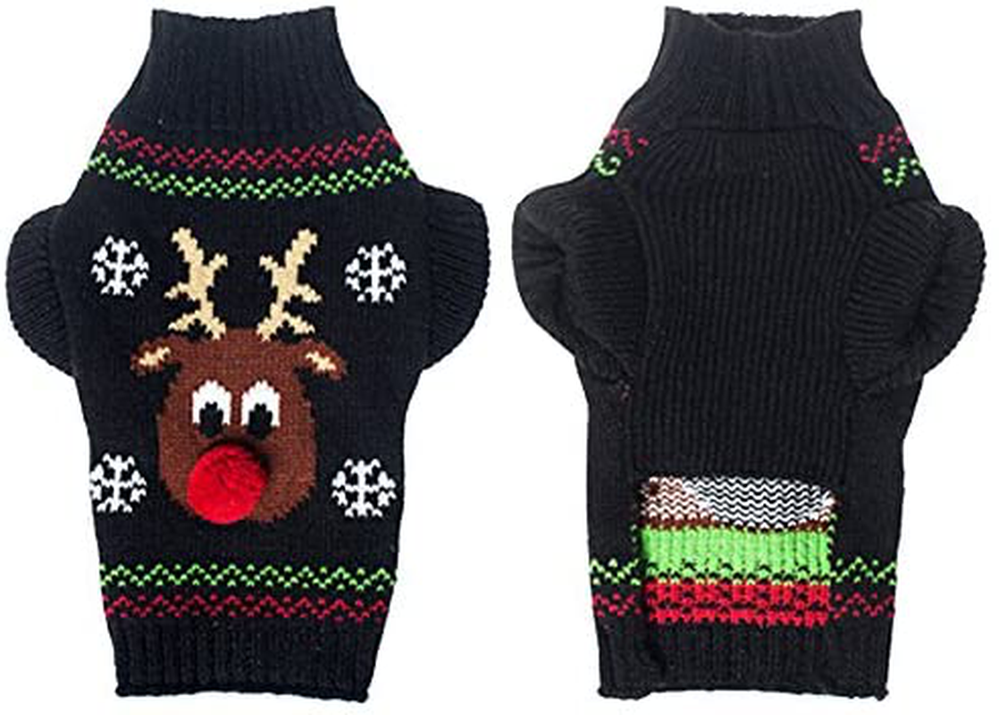 NACOCO Rudolph the Red Nosed Reindeer Sweater Pet Holiday Clothes Cat Sweater Dog Sweater Winter Clothing Teddy Poodle Autumn Winter Clothes Dog Clothes