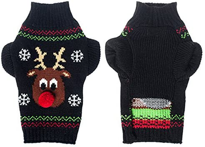 NACOCO Rudolph the Red Nosed Reindeer Sweater Pet Holiday Clothes Cat Sweater Dog Sweater Winter Clothing Teddy Poodle Autumn Winter Clothes Dog Clothes