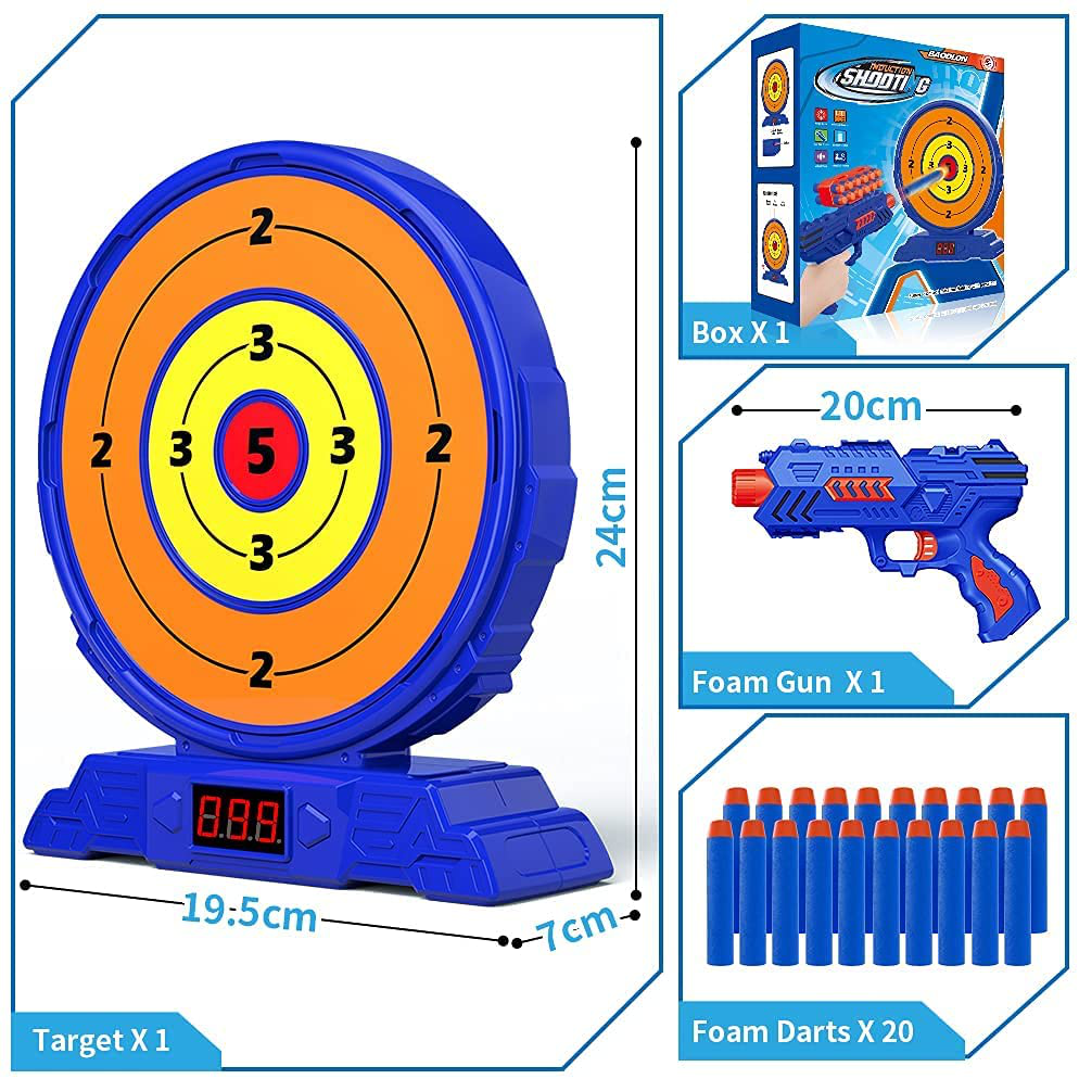 Shooting Game Toy for Age 5, 6, 7, 8, 9, 10+ Years Old Kids, Boys - Digital Shooting Targets with Foam Dart Toy Gun - Electronic Scoring Board Games for Kid - Ideal Gift - Compatible with Nerf Toy Gun