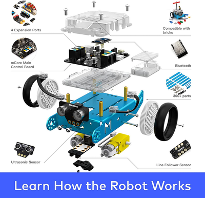 Makeblock Mbot Coding Robot Kit, Learning & Educational Toys for Kids to Learn Robotics, Electronics and Programming While Playing, Educational Gifts for Boys and Girls Ages 8-12