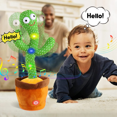Kids Dancing Cactus Toys for Baby Boys and Girls, Talking Sunny Cactus Toy Electronic Plush Toy Singing, Record & Repeating What You Say with 120 English Songs and LED Lighting for Home Decor