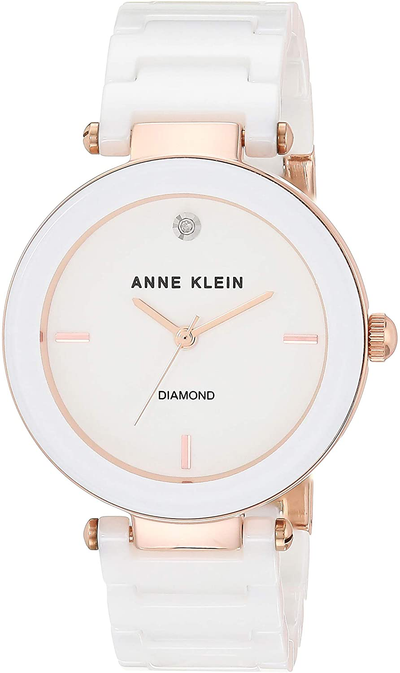 Anne Klein Women'S Genuine Diamond Dial Ceramic Bracelet Watch