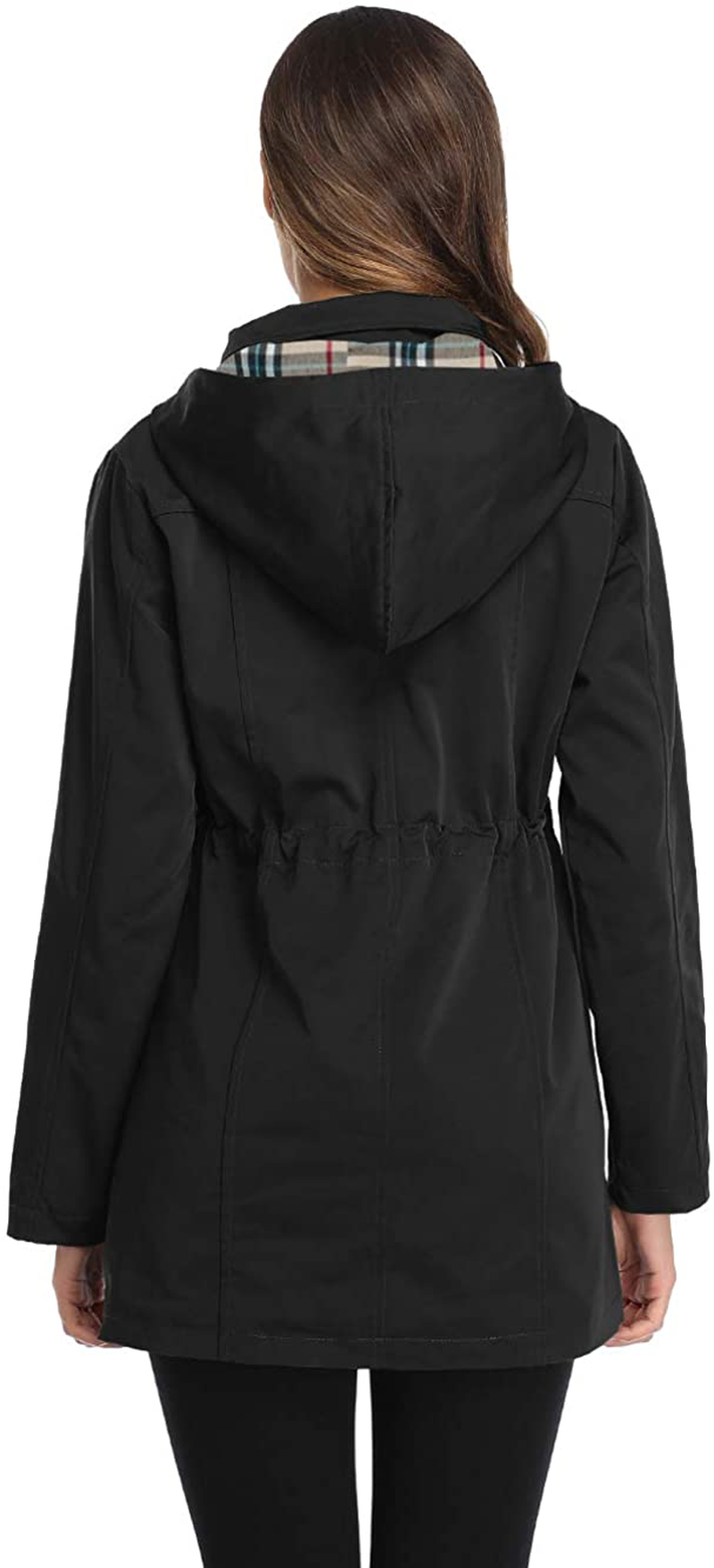 Women'S Long Hooded Rain Jacket Outdoor Raincoat Windbreaker