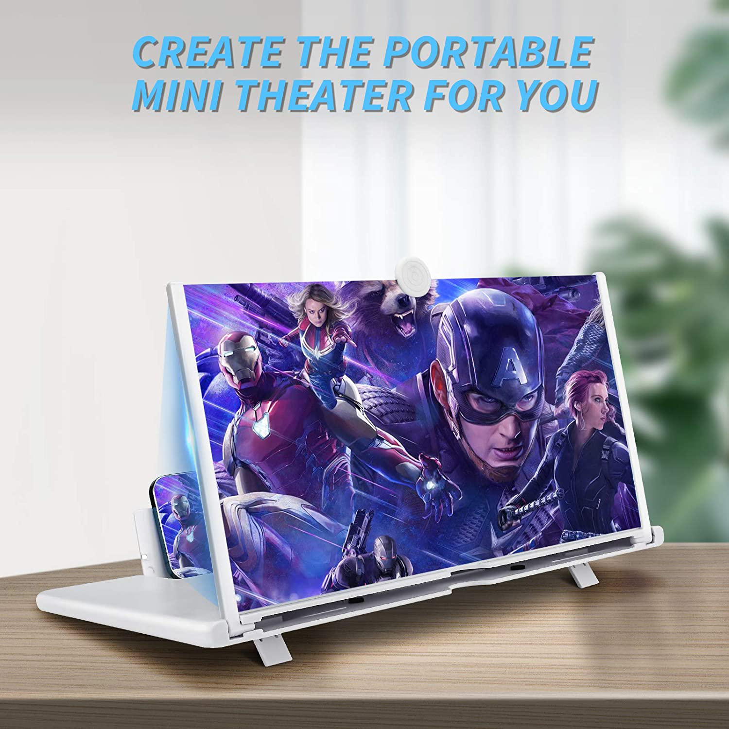 16 Inch Screen Magnifier for Cell Phone 3D Magnifier Screen Enlarger for Movies,Videos,Reading,Gaming-Screen Amplifie with Foldable Phone Stand Holder. Compatible with All Smartphones-White