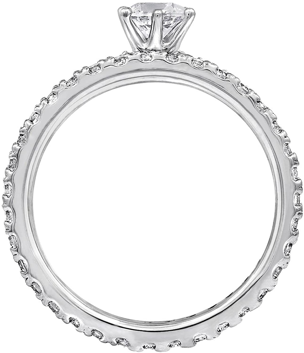 Platinum or Gold Plated Sterling Silver round Ring Set Made with Swarovski Zirconia