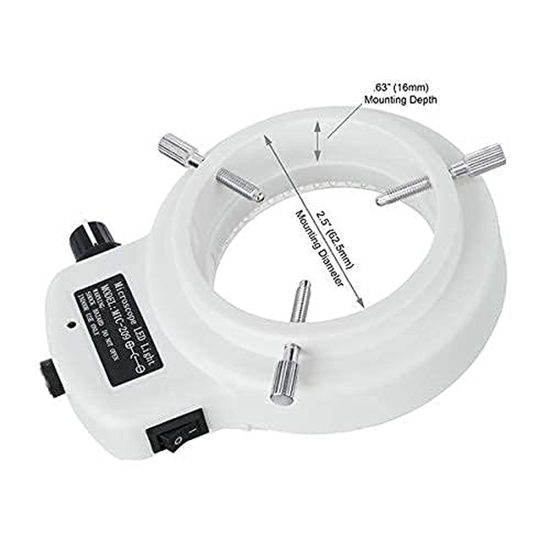 Amscope LED-144W-ZK White Adjustable 144 LED Ring Light Illuminator for Stereo Microscope & Camera
