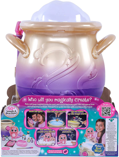 Magic Mixies Magical Misting Cauldron with Interactive 8 Inch Pink Plush Toy and 50+ Sounds and Reactions