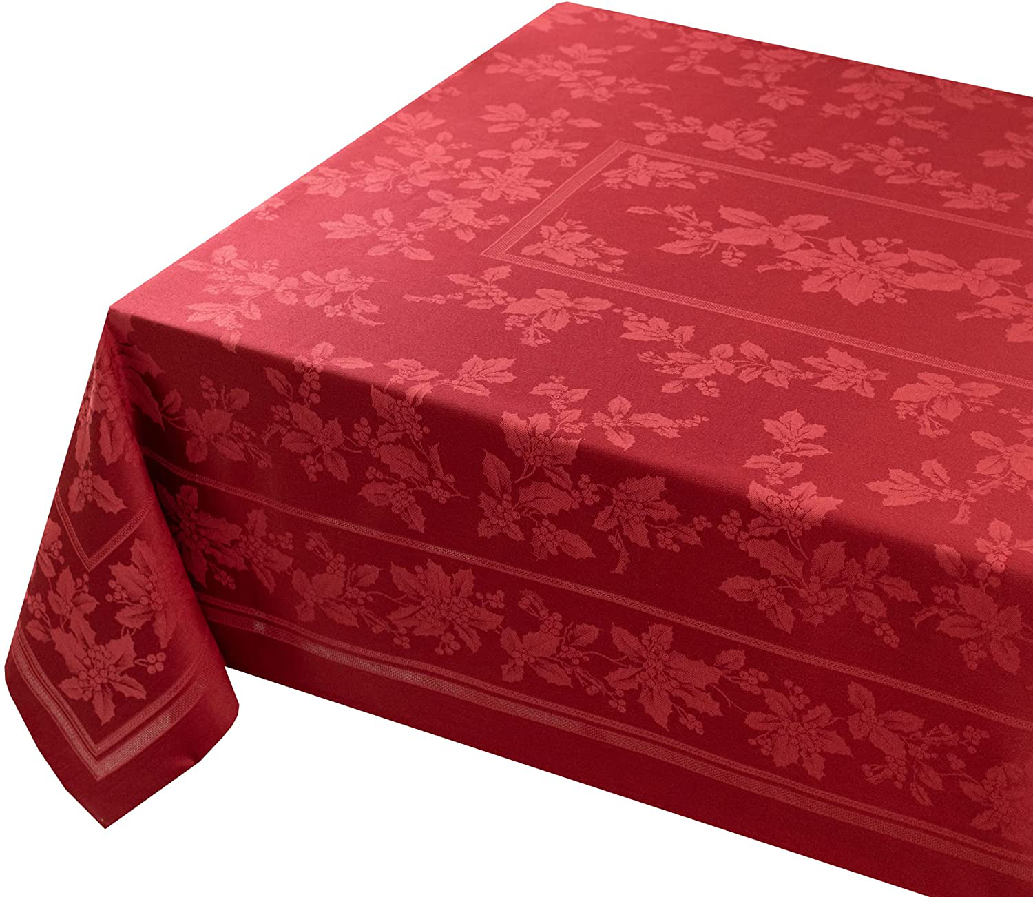 Benson Mills Holiday Elegance Heavyweight Engineered Jacquard Fabric Tablecloth for Christmas, Holiday, and Winter (Red, 60" X 84" Rectangular)