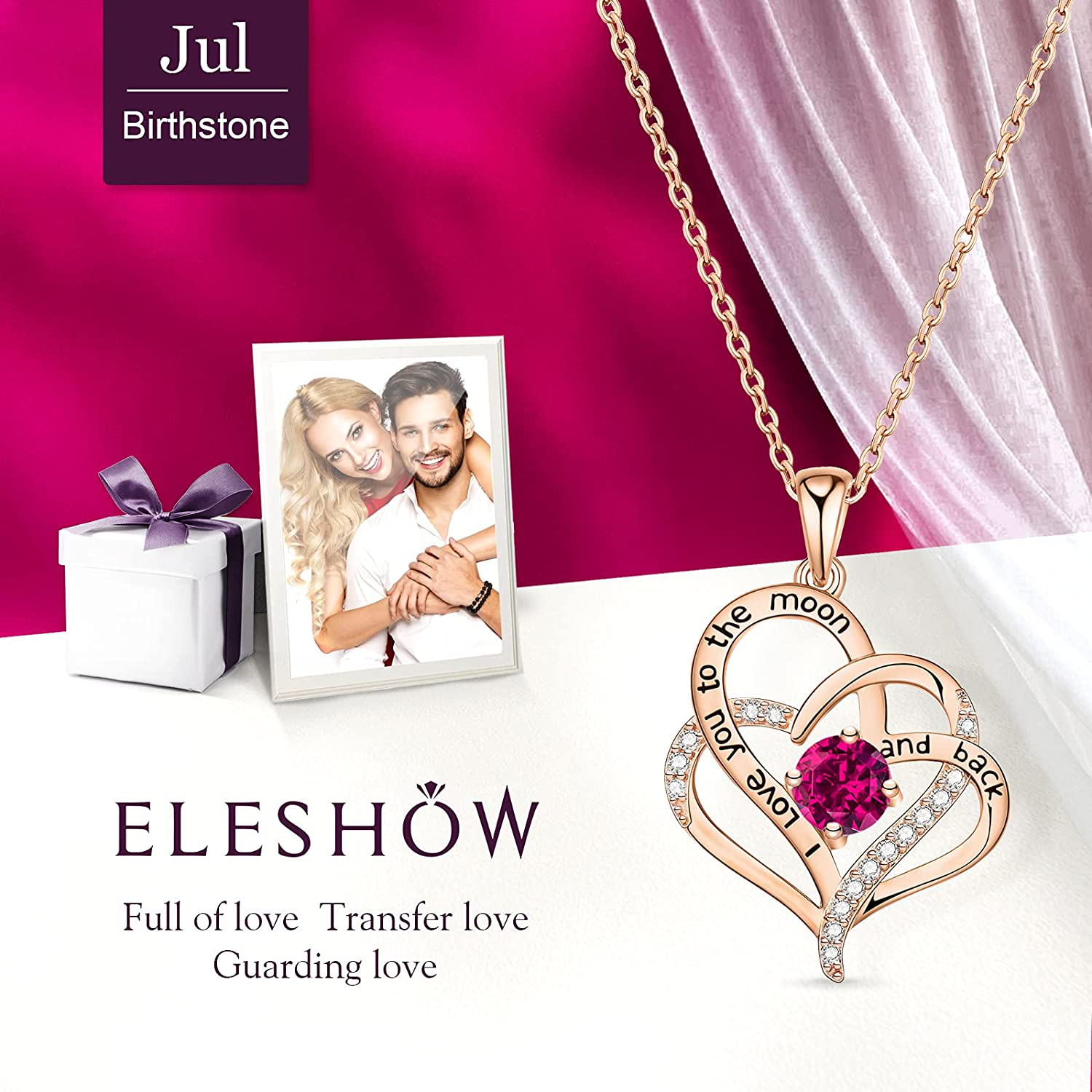 Sterling Silver Love Heart Birthstone Necklace for Women, Romantic Gifts for Her on Christmas Birthday Anniversary Jewelry Gifts for Women Girls