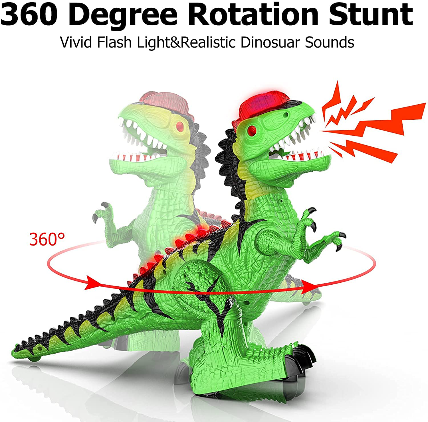 Blasland Remote Control Dinosaur Dragon Toys for Kids Boys Girls, Electronic RC Toys Walking Robot Dinosaur Toy with Lights & Sounds 360° Rotation Stunt, Dilophosaurus Toys Xmas Gifts for Boys Girls