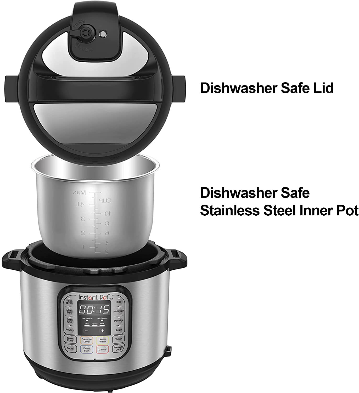 Instant Pot Duo 7-In-1 Electric Pressure Cooker, Slow Cooker, Rice Cooker, Steamer, Sauté, Yogurt Maker, Warmer & Sterilizer, 6 Quart, Stainless Steel/Black