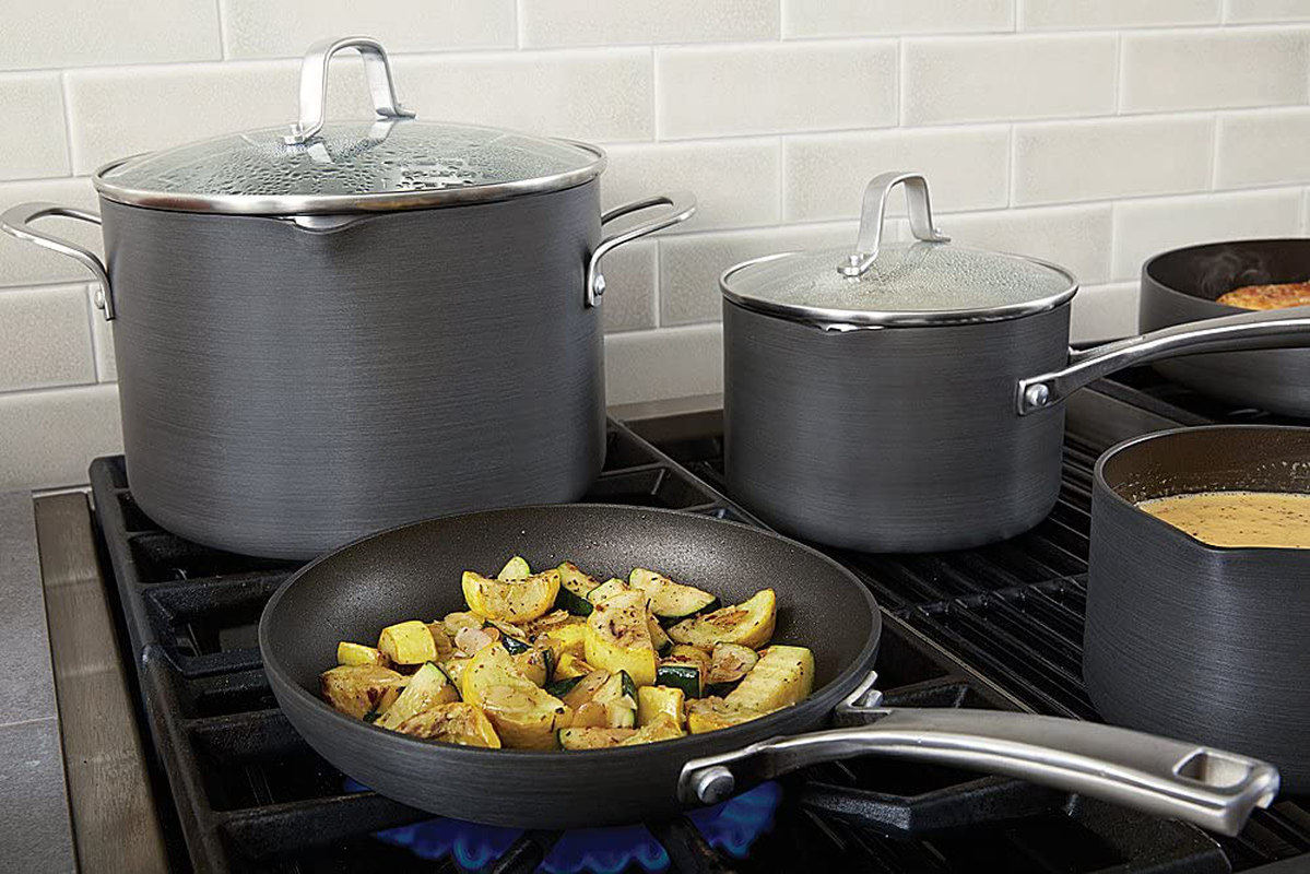 Calphalon 2 Piece Classic Nonstick Frying Pan Set, Grey