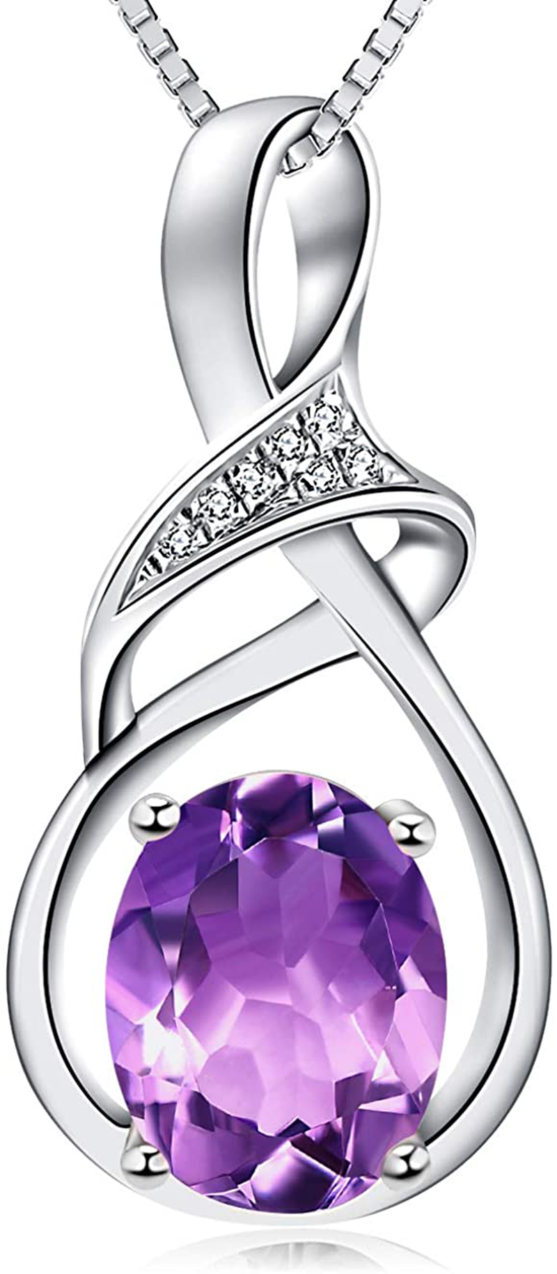 HXZZ Fine Jewelry Gifts for Women Natural Gemstone Swiss Blue Topaz Amethyst Citrine Sterling Silver Pendant Necklace