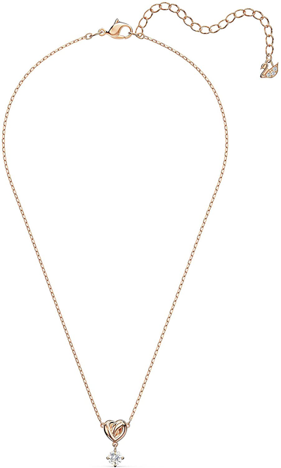 SWAROVSKI Women'S Lifelong Heart Crystal Jewelry Collection, Rose Gold Tone & Rhodium Finish