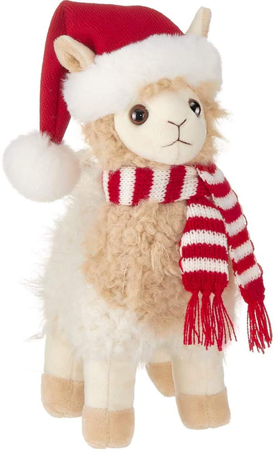 Bearington Holly Llama Plush Holiday Llama Stuffed Animal, 10 Inches