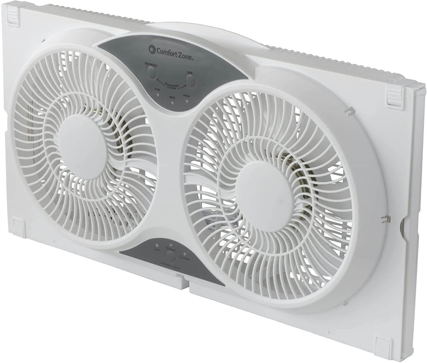 3-Speed 3-Function Expandable Reversible Twin Window Fan with Remote Control, Removable Cover