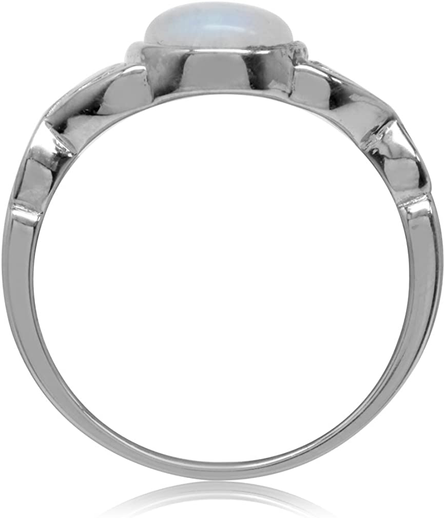 Silvershake 7Mm Natural Moonstone 925 Sterling Silver Victorian Style Solitaire Ring