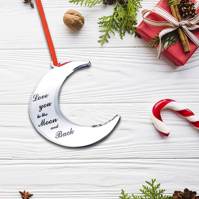 Holiday Jingle Love You to the Moon and Back Stunning Christmas Tree Ornament – Couples Baby’S Christmas Decoration – 4 X 3.25-Inch Moon Ornament – with Ribbon