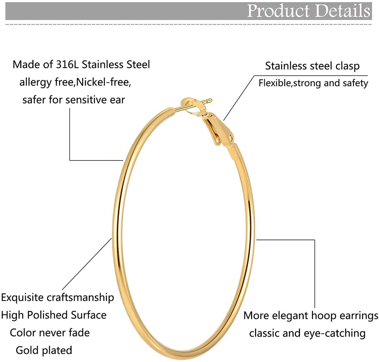 Hoop Earrings for Women Girls, Stainless Steel Hypoallergenic Geometric Hoops Women'S Earrings Loop Earrings Set