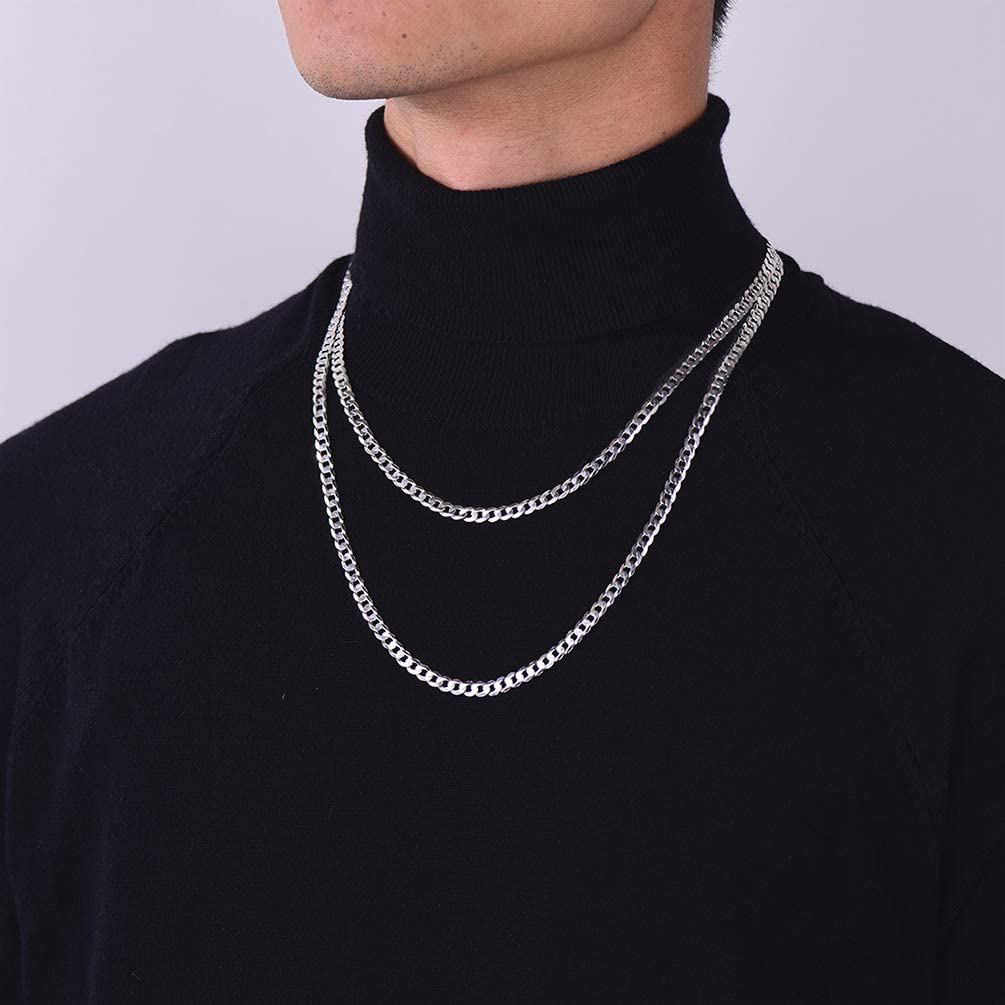 PROSTEEL 925 Sterling Silver Cuban Link Chain/Figaro Chain/Rope Chain, Solid Silver Necklace for Women Men, 14"/18"/20"/22"/24"/26"/28", Come Gift Box