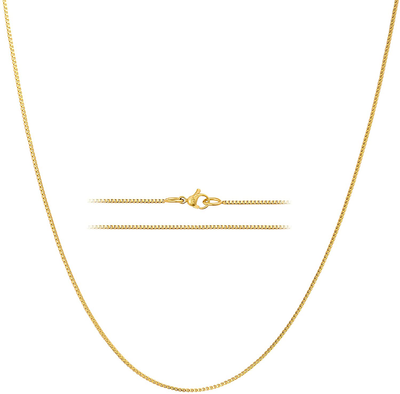 KISPER 24K Gold over Stainless Steel 1.2Mm Thin Box Chain Necklace
