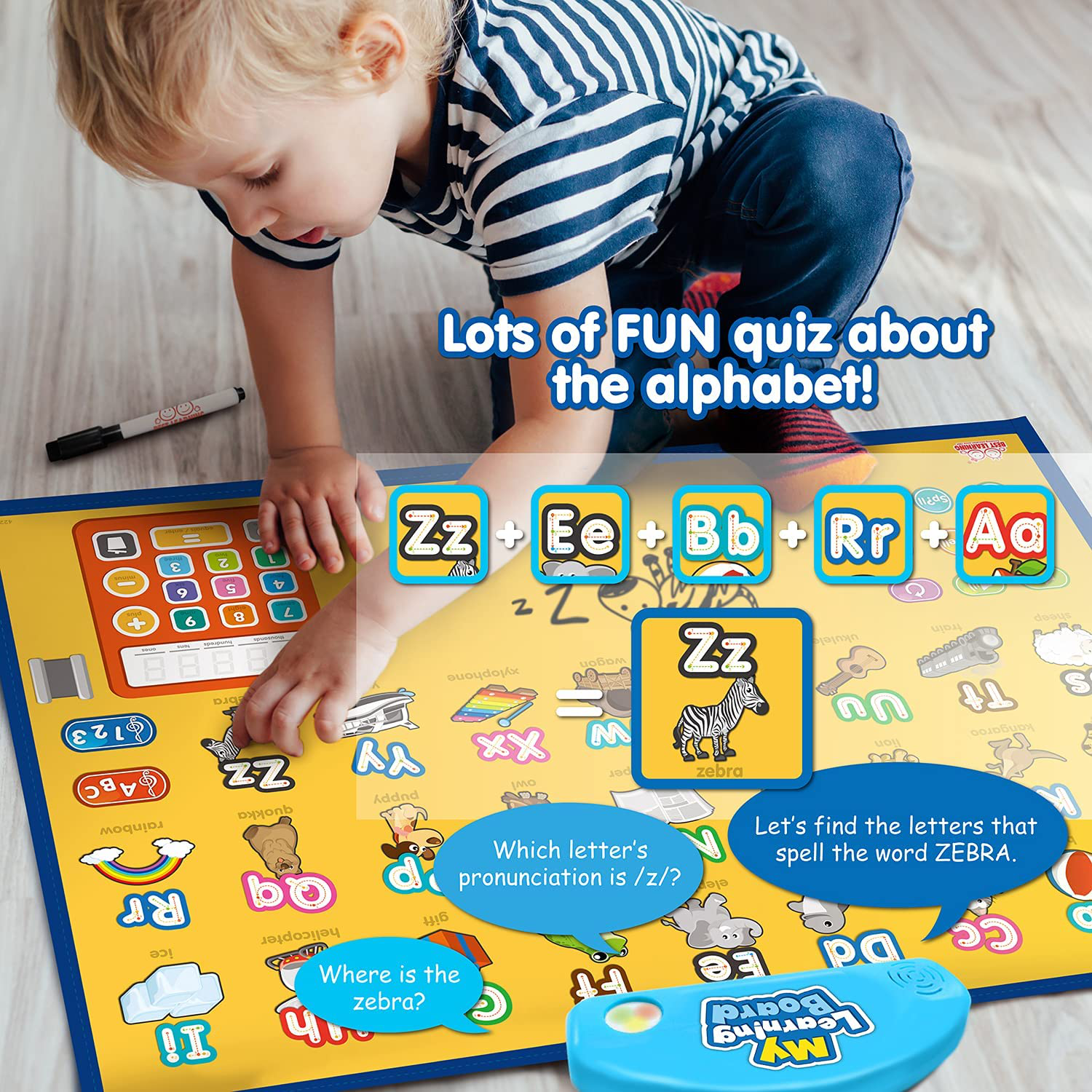 BEST LEARNING - I-Poster My Learning Board Electronic Interactive Alphabet Wall Chart, Talking ABC & 123S & Music Poster Toy for Toddlers & Kids Fun Educational at Daycare, Preschool, Kindergarten for Boys & Girls 3 4 5 6 Years Old
