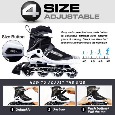 PAPAISON Adjustable Inline Skates for Kids and Adults with Full Light up Wheels , Outdoor Roller Skates for Girls and Boys, Men and Women