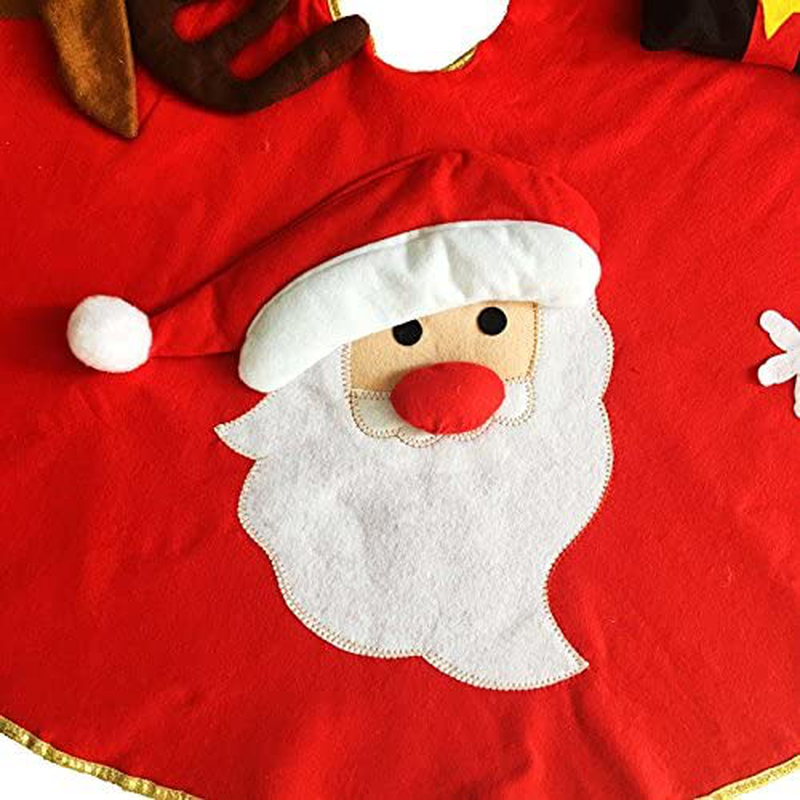 Amerzam Christmas Tree Skirt Mat Christmas Holiday Party Decoration (RED)